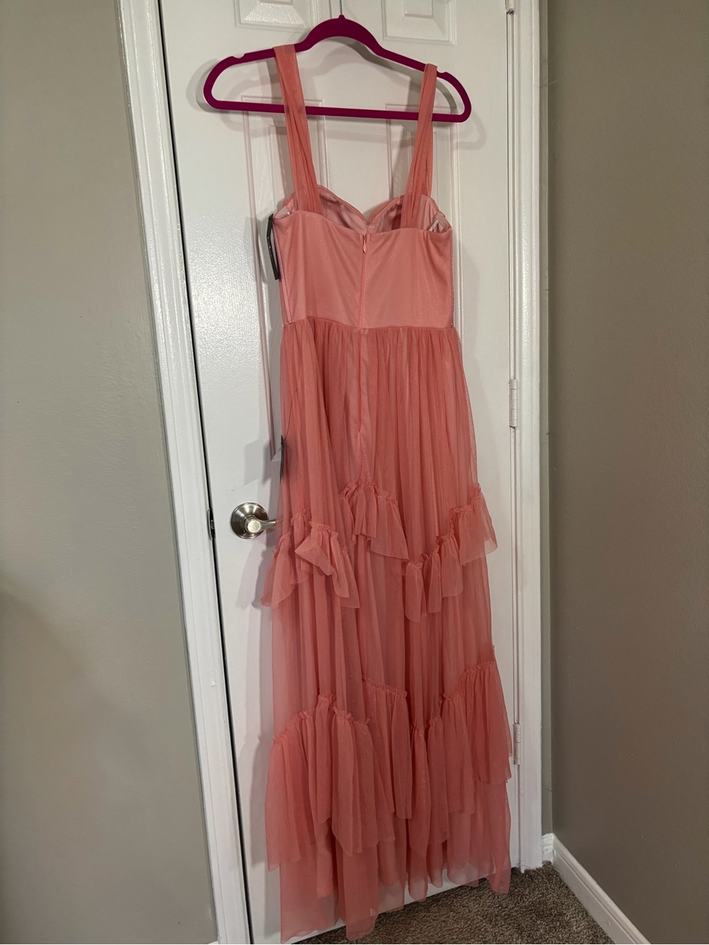 Lulu's Peach Pink Tiered Tulle Dress - Picture 3 of 7